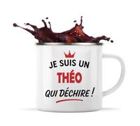 Otshirt Tasse Métal d'un Théo qui déchire 2- Mug Emaillé - Idée Tasse Métal Personnalisable Cadeau Anniversaire Fête Original Famille Travail Départ Collègue Retraite Noël.