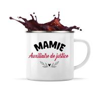 Otshirt Tasse Métal d'une Mamie Auxiliaire de justice - Mug Emaillé - Idée Tasse Métal Personnalisable Cadeau Anniversaire Fête Original Famille Travail Départ Collègue Retraite Noël.