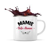 Otshirt Tasse Métal d'une Mamie Belle-Maman - Mug Emaillé - Idée Tasse Métal Personnalisable Cadeau Anniversaire Fête Original Famille Travail Départ Collègue Retraite Noël.