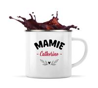 Otshirt Tasse Métal d'une Mamie Catherine - Mug Emaillé - Idée Tasse Métal Personnalisable Cadeau Anniversaire Fête Original Famille Travail Départ Collègue Retraite Noël.