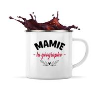 Otshirt Tasse Métal d'une Mamie la géographe - Mug Emaillé - Idée Tasse Métal Personnalisable Cadeau Anniversaire Fête Original Famille Travail Départ Collègue Retraite Noël.