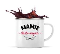 Otshirt Tasse Métal d'une Mamie Maître-nageur - Mug Emaillé - Idée Tasse Métal Personnalisable Cadeau Anniversaire Fête Original Famille Travail Départ Collègue Retraite Noël.