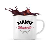 Otshirt Tasse Métal d'une Mamie Orthophoniste - Mug Emaillé - Idée Tasse Métal Personnalisable Cadeau Anniversaire Fête Original Famille Travail Départ Collègue Retraite Noël.