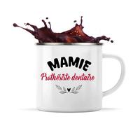 Otshirt Tasse Métal d'une Mamie Prothésiste dentaire - Mug Emaillé - Idée Tasse Métal Personnalisable Cadeau Anniversaire Fête Original Famille Travail Départ Collègue Retraite Noël.