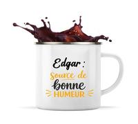 Otshirt Tasse Métal Edgar - source de bonne humeur - Mug - Idée Tasse Personnalisable en Métal Cadeau Anniversaire Camping Fête Original Famille Travail Départ Collègue Retraite Noël.