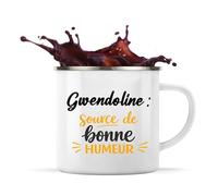 Otshirt Tasse Métal Gwendoline - source de bonne humeur - Mug - Idée Tasse Personnalisable en Métal Cadeau Anniversaire Camping Fête Original Famille Travail Départ Collègue Retraite Noël.
