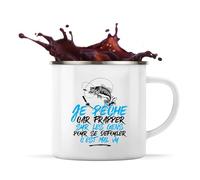 Otshirt Tasse Métal Je Pêche pour Me Défouler | 360 ml Mug Émaillé Métallique | Idée Cadeau Pêcheur Humour Drôle Poisson Sport Loisirs