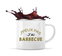 Otshirt Tasse Métal J'peux pas j'ai Barbecue | 360 ml Mug Émaillé Métallique | Idée Cadeau Cuisine Grillade Fête Été Humour Drôle Original
