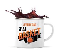 Otshirt Tasse Métal J'peux pas j'ai Basket | 360 ml Mug Émaillé Métallique | Idée Cadeau Basket Basketteur Humour Sport Slam Dunk Joueur Drôle Original Match