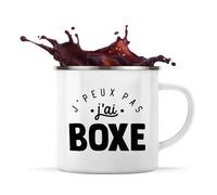 Otshirt Tasse Métal J'peux Pas j'ai Boxe | 360 ml Mug Émaillé Métallique | Idée Cadeau Coup Ring Sport Humour Original Anniversaire