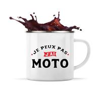 Otshirt Tasse Métal J'peux pas j'ai Moto 4 | 360 ml Mug Émaillé Métallique | Idée Cadeau Mob Mobeur Motard Passion Moto Humour Original Anniversaire Noël Rider Biker Drôle