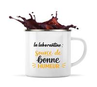 Otshirt Tasse Métal la laborantine - source de bonne humeur copie - Mug - Idée Tasse Personnalisable en Métal Cadeau Anniversaire Camping Fête Original Famille Travail Départ Collègue Retraite Noël.