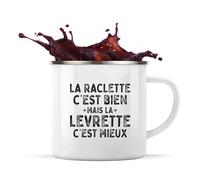 Otshirt Tasse Métal La raclette | Mug | Idée Tasse Personnalisable en Métal Cadeau Anniversaire Camping Fête Original Famille Travail Départ Collègue Retraite Noël.