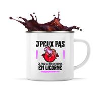Otshirt Tasse Métal Le Tour du Monde en Licorne | 360 ml Mug Émaillé Métallique | Idée Cadeau Humour Drôle Marrant Original Anniversaire Fête