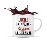 Otshirt Tasse Métal Lucile la Femme la Reine la Légende | 360 ml Mug Émaillé Métallique | Idée Cadeau Petite Amie Copine Maman Amour Humour Noël Anniversaire Fête des Mères