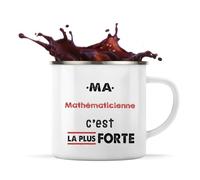 Otshirt Tasse Métal Ma Mathematicienne C'est la plus forte - Mug - Idée Tasse Personnalisable en Métal Cadeau Anniversaire Camping Fête Original Famille Travail Départ Collègue Retraite Noël.