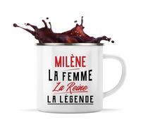 Otshirt Tasse Métal Milène la Femme la Reine la Légende | 360 ml Mug Émaillé Métallique | Idée Cadeau Petite Amie Copine Maman Amour Humour Noël Anniversaire Fête des Mères