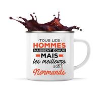 Otshirt Tasse Métal Normand | Les meilleurs Hommes | 360 ml Mug Émaillé Métallique | Idée Cadeau Normands Région Humour Drôle Marrant Original Anniversaire