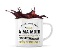 Otshirt Tasse Métal Pas Accro a ma Moto 2 | 360 ml Mug Émaillé Métallique | Idée Cadeau Mob Mobeur Motard Passion Humour Original Anniversaire Noël Rider Biker Drôle