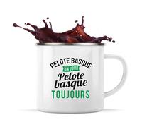 Otshirt Tasse Métal pelote basque un jour pelote basque toujours | Mug | Idée Tasse Personnalisable en Métal Cadeau Anniversaire Camping Fête Original Famille Travail Départ Collègue Retraite Noël.