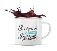 Otshirt Tasse Métal Scorpion Ascendant Parfait | 360 ml Mug Émaillé Métallique | Idée Cadeau Zodiaque Astrologie Horoscope Jeu de Mots Humour Original Noël Anniversaire Astrologue