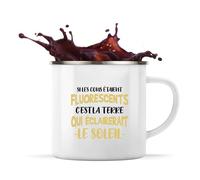 Otshirt Tasse Métal Si les Cons Etaient Fluorescents | 360 ml Mug Émaillé Métallique | Idée Cadeau Humour Drôle Marrant Original Anniversaire Fête