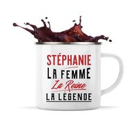 Otshirt Tasse Métal Stéphanie la Femme la Reine la Légende | 360 ml Mug Émaillé Métallique | Idée Cadeau Petite Amie Copine Maman Amour Humour Noël Anniversaire Fête des Mères