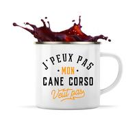 Otshirt Tasse Métal Tasse Métal Mon Cane Corso ne veut pas | 360 ml Mug Émaillé Métallique | Idée Cadeau Propriétaire Chien Humour Drôle Marrant Original Anniversaire