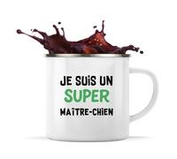 Otshirt Tasse Métal Un Super Maitre-chien 2 - Mug - Idée Tasse Personnalisable en Métal Cadeau Anniversaire Camping Fête Original Famille Travail Départ Collègue Retraite Noël.