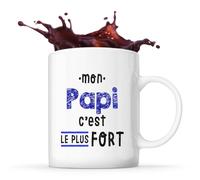 Otshirt Tasse Mon Papi C'est le plus fort - Mug - Idée Tasse Personnalisable Cadeau Anniversaire Fête Original Famille Travail Départ Collègue Retraite Noël.