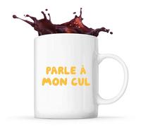 Otshirt Tasse Parle à mon cul | Mug | Idée Tasse Personnalisable Cadeau Anniversaire Fête Original Famille Travail Départ Collègue Retraite Noël.