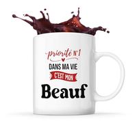 Otshirt Tasse Priorite N1 dans ma vie C'est mon Beauf - Mug - Idée Tasse Personnalisable Cadeau Anniversaire Fête Original Famille Travail Départ Collègue Retraite Noël.