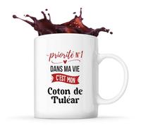 Otshirt Tasse Priorite N1 dans ma vie C'est mon Coton de Tulear - Mug - Idée Tasse Personnalisable Cadeau Anniversaire Fête Original Famille Travail Départ Collègue Retraite Noël.