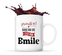 Otshirt Tasse Priorite N1 dans ma vie C'est mon Emile - Mug - Idée Tasse Personnalisable Cadeau Anniversaire Fête Original Famille Travail Départ Collègue Retraite Noël.
