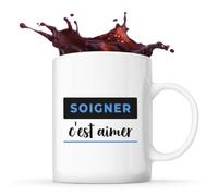 Otshirt Tasse Soigner Cest Aimer - Mug - Idée Tasse Personnalisable Cadeau Anniversaire Fête Original Famille Travail Départ Collègue Retraite Noël. - Noir&Bleu - 4