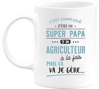 Otshirt Tasse super papa et agriculteur | Mug Céramique 325ml, Imprimé en France, cadeau humour anniversaire original rigolo humoristique