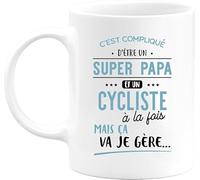 Otshirt Tasse super papa et cycliste | Mug Céramique 325ml, Imprimé en France, cadeau humour anniversaire original rigolo humoristique