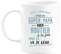 Otshirt Tasse super papa et routier | Mug Céramique 325ml, Imprimé en France, cadeau humour anniversaire original rigolo humoristique