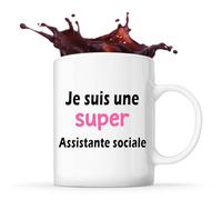 Otshirt Tasse Une Super Assistante sociale 2 - Mug - Idée Cadeau Prénom Personnalisable Humour Anniversaire Fête Retraite Drôle Original Collègue