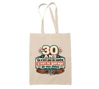 Otshirt Tote Bag Beige 30 Ans, Ce N'est Pas du Ventre, C'est le Garage de Mes Abdos | Sac Coton Fairtrade 10 L Anses 70 cm | Courses Bureau Plage Marché | Idée Cadeau Maîtresse Noël Départ