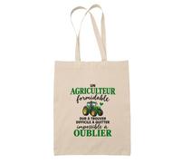 Otshirt Tote Bag Beige Agriculture Formidable | Sac Coton Fairtrade 10 L Anses 70 cm | Courses Bureau Plage Marché | Idée Cadeau Maîtresse Noël Départ