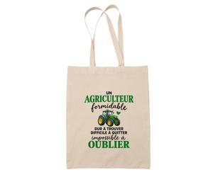 Otshirt Tote Bag Beige Agriculture Formidable | Sac Coton Fairtrade 10 L Anses 70 cm | Courses Bureau Plage Marché | Idée Cadeau Maîtresse Noël Départ