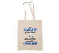 Otshirt Tote Bag Beige Badminton Formidable | Sac Coton Fairtrade 10 L Anses 70 cm | Courses Bureau Plage Marché | Idée Cadeau Badiste Maîtresse Noël Départ