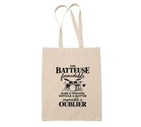 Otshirt Tote Bag Beige Batterie Formidable | Sac Coton Fairtrade 10 L Anses 70 cm | Courses Bureau Plage Marché | Idée Cadeau Batteuse Maîtresse Noël Départ