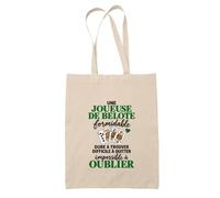 Otshirt Tote Bag Beige Belote Formidable | Sac Coton Fairtrade 10 L Anses 70 cm | Courses Bureau Plage Marché | Idée Cadeau Joueuse de Belote Maîtresse Noël Départ