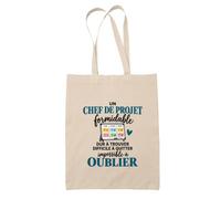 Otshirt Tote Bag Beige Chef de Projet Formidable | Sac Coton Fairtrade 10 L Anses 70 cm | Courses Bureau Plage Marché | Idée Cadeau Manager Maîtresse Noël Départ