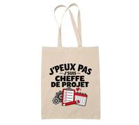 Otshirt Tote Bag Beige Cheffe de Projet J'peux pas | Sac Coton Fairtrade 10 L Anses 70 cm | Courses Bureau Plage Marché | Idée Cadeau Manager Manageuse Maîtresse Noël Départ