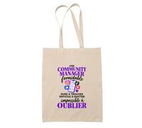 Otshirt Tote Bag Beige Community Manager Formidable | Sac Coton Fairtrade 10 L Anses 70 cm | Courses Bureau Plage Marché | Idée Cadeau Réseaux Sociaux Maîtresse Noël Départ
