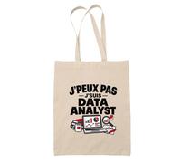 Otshirt Tote Bag Beige Data Analyst J'peux pas | Pour Elle | Sac Coton Fairtrade 10 L Anses 70 cm | Courses Bureau Plage Marché | Idée Cadeau Informaticien Informaticienne Maîtresse Noël Départ