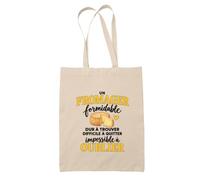 Otshirt Tote Bag Beige Fromager Formidable | Sac Coton Fairtrade 10 L Anses 70 cm | Courses Bureau Plage Marché | Idée Cadeau Fromagerie Maîtresse Noël Départ